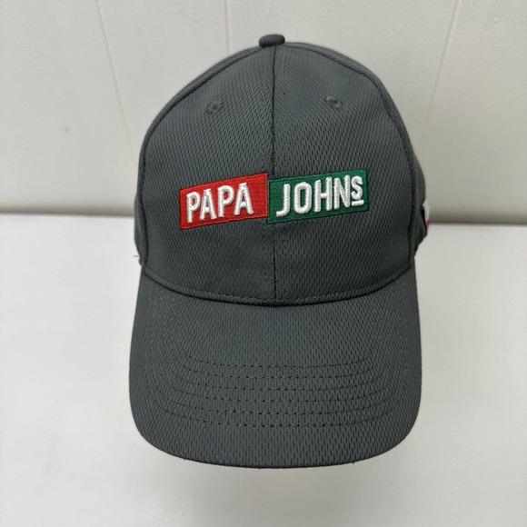 Papa Johns Pizza Hat Cap Gray Strapback Adjustable Embroidered Employee Workwear - Picture 2 of 12